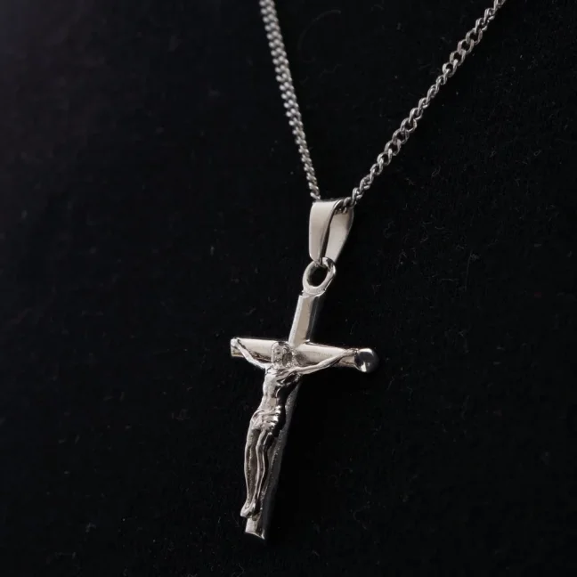 Retiazka z chirurgickej ocele - STRIEBORNÝ KRÍŽ