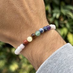 Náramok z minerálov - 7 čakier – Matný Růženín