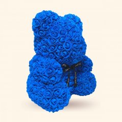 Macko z ruží 40 cm - modrý