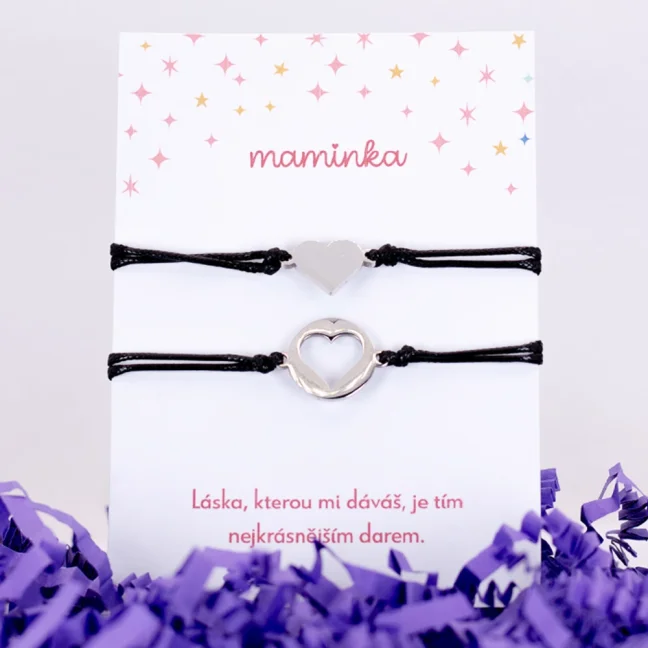 Šnúrkové náramky pre maminku a dceru - SRDIEČKO