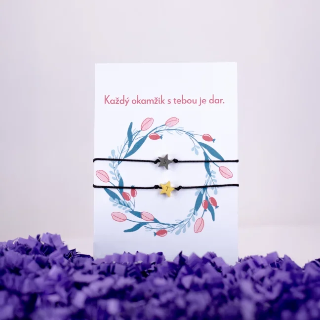 Provázkové náramky pro páry z oceli - HVĚZDA