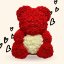 Medvídek z růží 40 cm - červený se srdcem