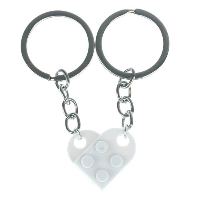 Klíčenka pro páry - LEGO SRDCE - Barva: Bílá