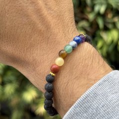 Náramok z minerálov - 7 čakier – Čierna Láva