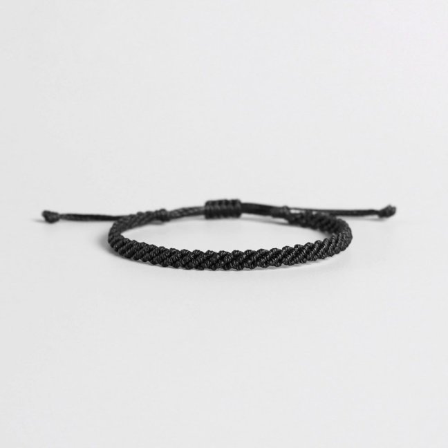 Pletený macrame náramek - ČERNÝ