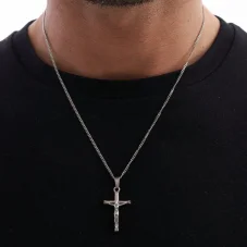 Řetízek z chirurgické oceli - STŘÍBRNÝ KŘÍŽ