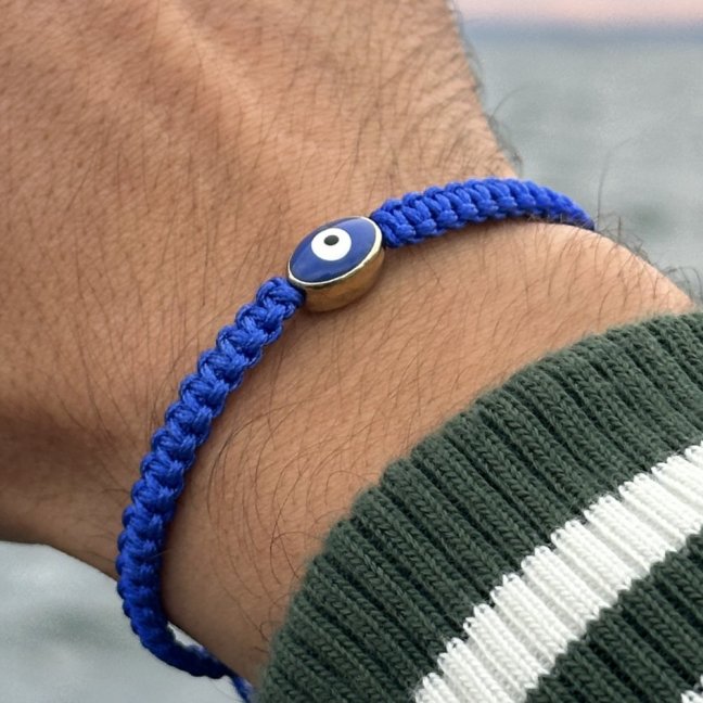 Náramek Evil Eye - Macrame Blue