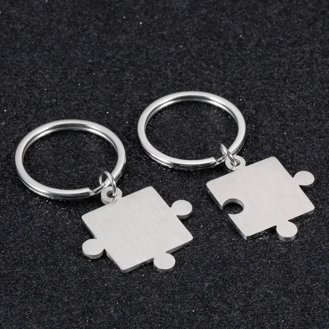 Kľúčenka pre páry z chirurgickej ocele - Puzzle
