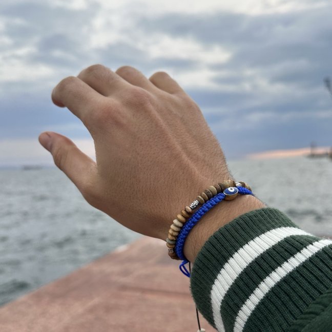 Náramek Evil Eye - Macrame Blue