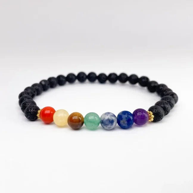 Náramek z minerálů - 7 čaker - Černá Láva
