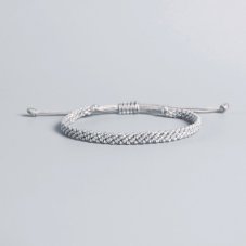 Pletený macrame náramok - ŠEDÝ