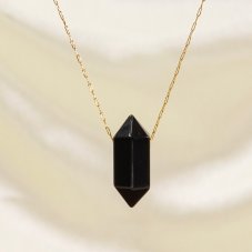 Náhrdelník hexagónik s minerálom - Čierny Achát