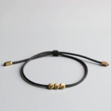 Budhistický náramek pro štěstí - 3 COOPER BEADS BLACK