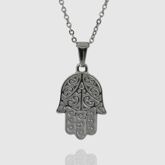 Retiazka z chirurgickej ocele - STRIEBORNÁ HAMSA