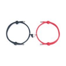 Magnetické náramky pro páry - HEART - černý a červený