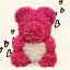 Medvídek z růží 40 cm - růžový se srdcem