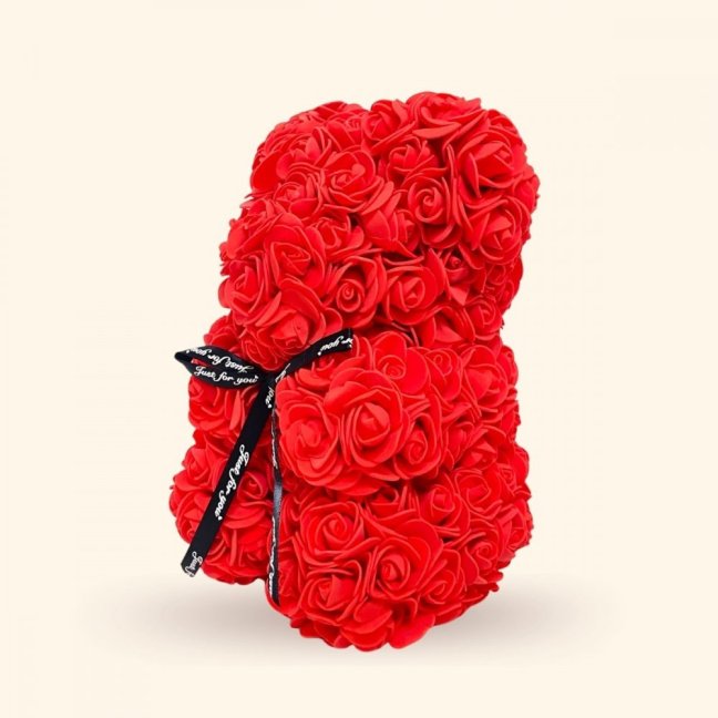 Medvídek z růží 25 cm - červený