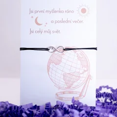 Stříbrný provázkový náramek - NEKONEČNO ZIRKÓN