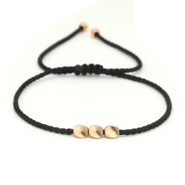 Budhistický náramek pro štěstí - 3 COOPER BEADS BLACK