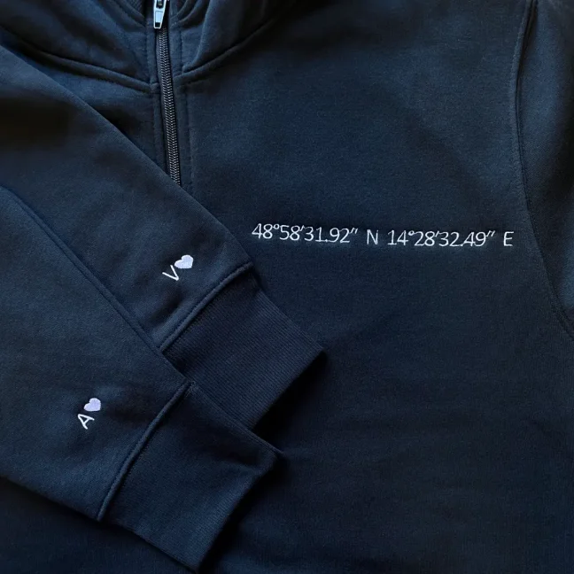 Mikina s vlastní výšivkou na zip