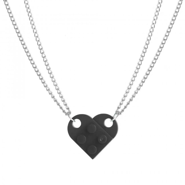 Náhrdelník pro dva - LEGO SRDCE - Barva: Černá