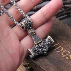 Vikingský náhrdelník z chirurgickej ocele - Thorovo kladivo Dragon