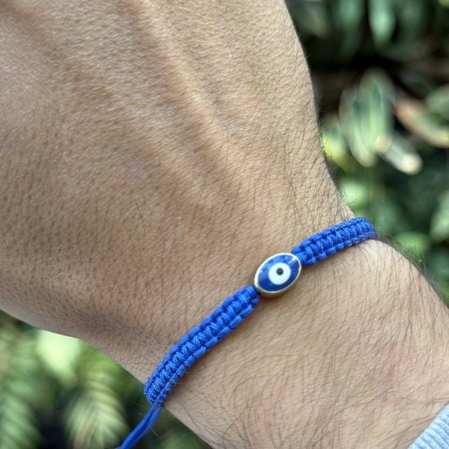 Náramek Evil Eye - Macrame Blue