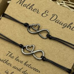Provázkové náramky pro maminku a dceru - Nekonečno a srdce