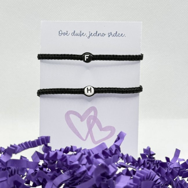 Náramky pre páry s iniciálmi - Macrame