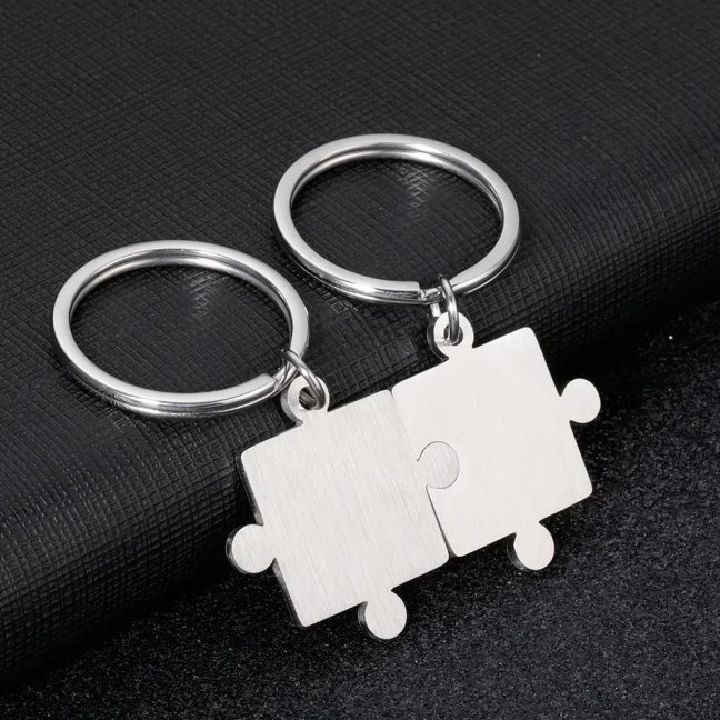 Kľúčenka pre páry z chirurgickej ocele - Puzzle