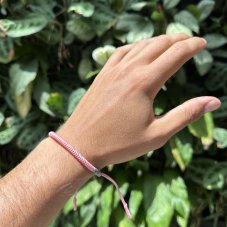 Tibetský náramek pro štěstí - PINK GREY