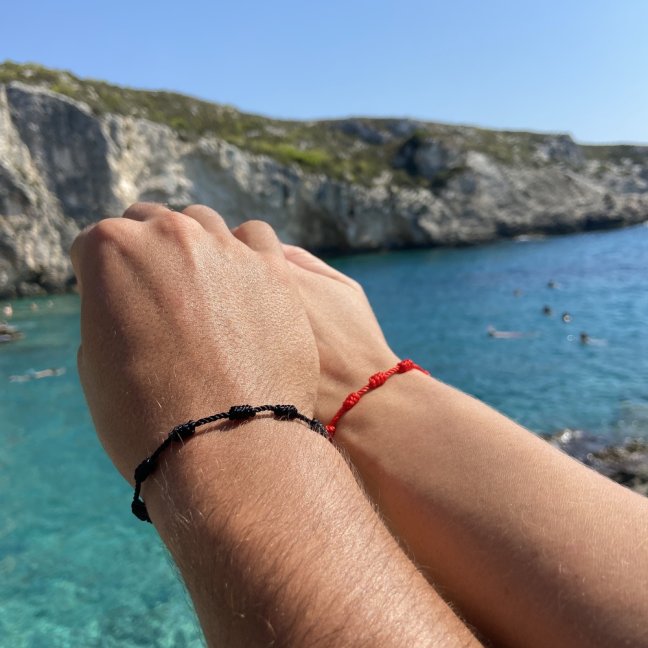 Náramky pro dva - KABBALAH 7 UZLŮ - Barva náramků: Černé