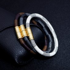 Pánsky kožený elegantný náramok - čierny