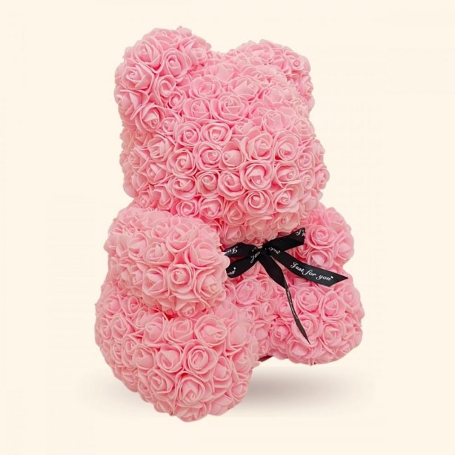 Medvídek z růží 40 cm - růžový