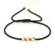 Budhistický náramek pro štěstí - 3 COOPER BEADS BLACK