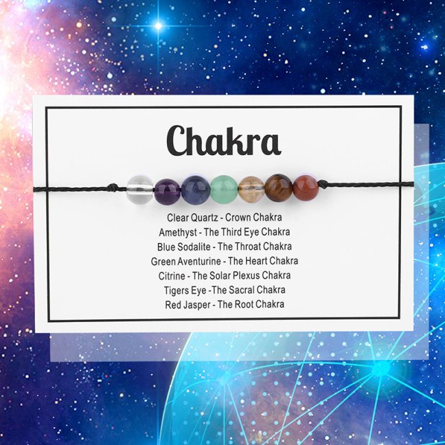 Šnúrkový náramok s minerálmi - CHAKRA