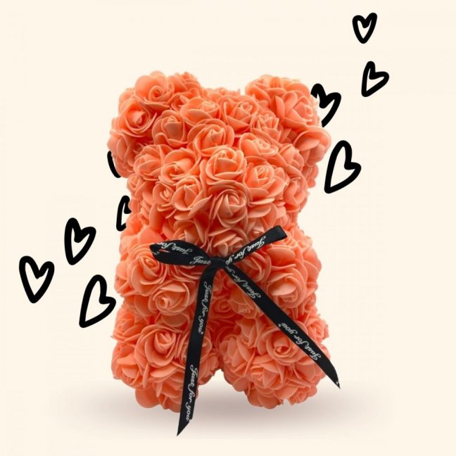 Medvídek z růží 25 cm - meruňkový