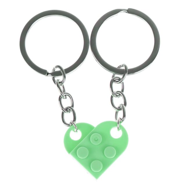 Klíčenka pro páry - LEGO SRDCE - Barva: Limetková