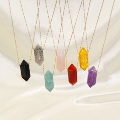 Náhrdelník hexagonek s minerálem - Červený Achát