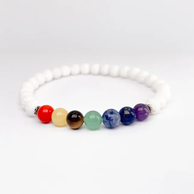 Náramek z minerálů - 7 čaker - Bílá Láva