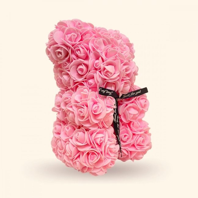 Medvídek z růží 25 cm - růžový
