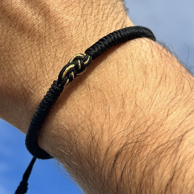 Tibetský náramok - BLACK DOUBLE KNOT