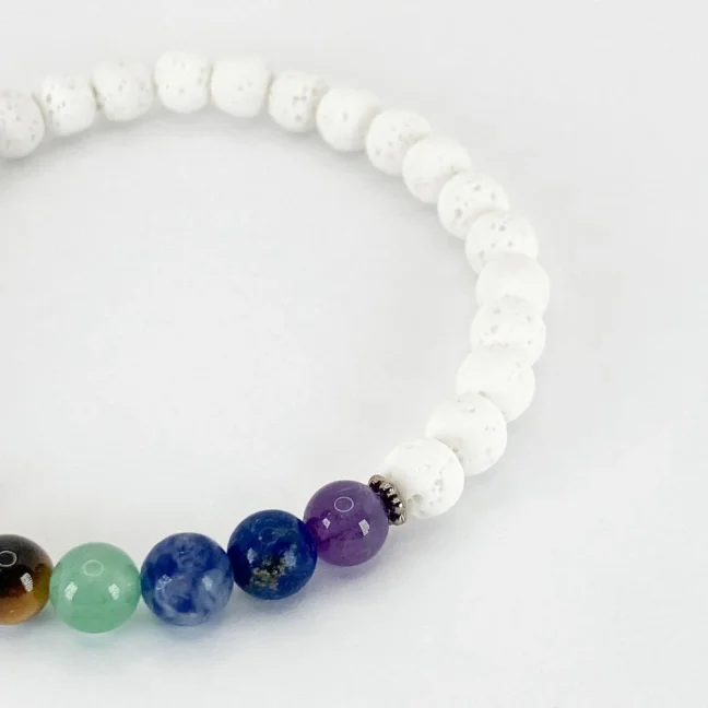 Náramek z minerálů - 7 čaker - Bílá Láva