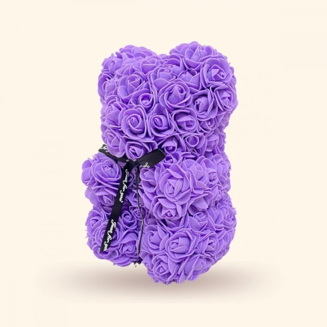 Medvídek z růží 25 cm - fialový