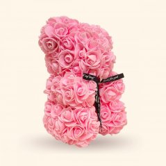 Macko z ruží 25 cm - rúžový
