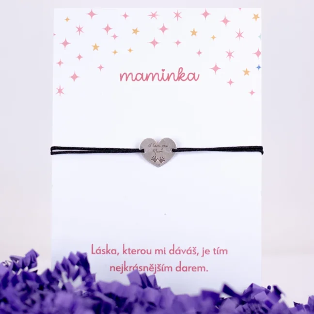 Strieborný šnúrkový náramok - I love you MOM