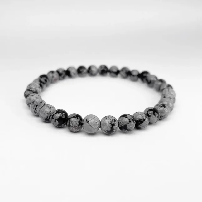 Náramek z minerálů - Obsidián Vločkový