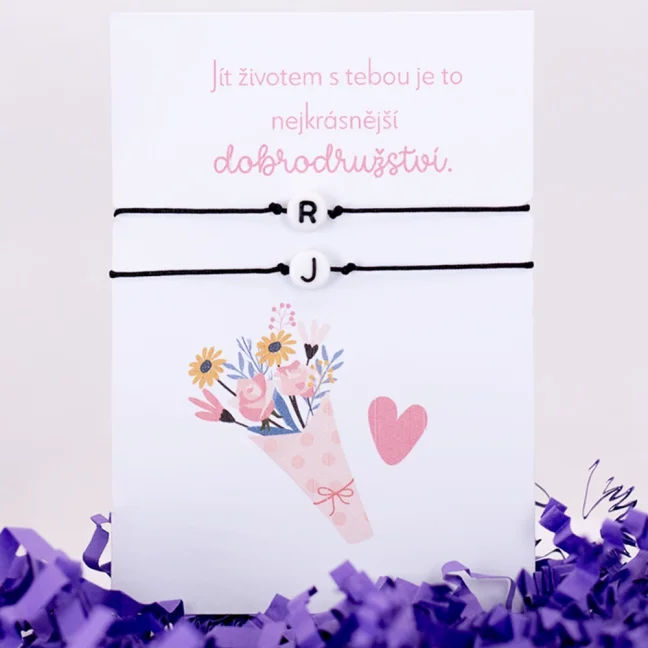 Provázkové náramky pro páry s iniciály - Simple