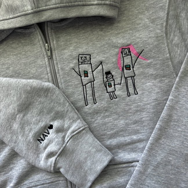 Mikina s vlastnou výšivkou na zips