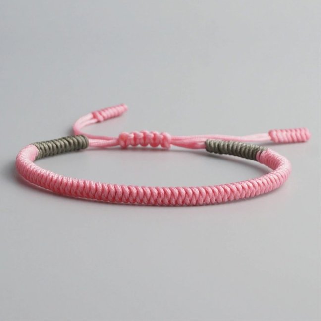 Tibetský náramek pro štěstí - PINK GREY